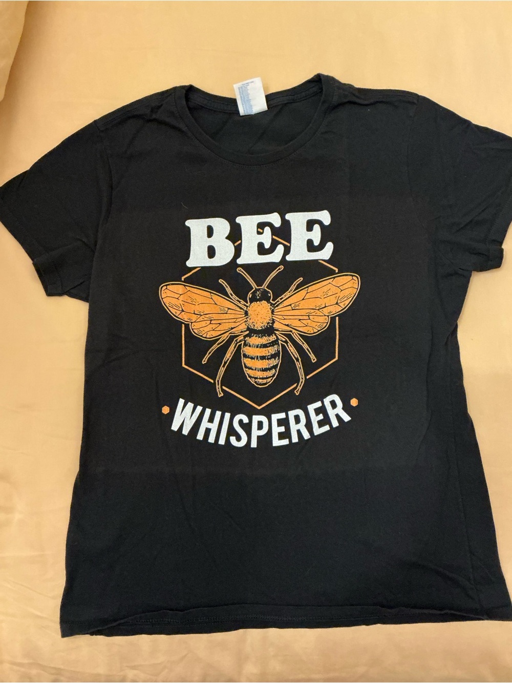 Bee Whisperer Graphic Tee - Black with Orange & White Print